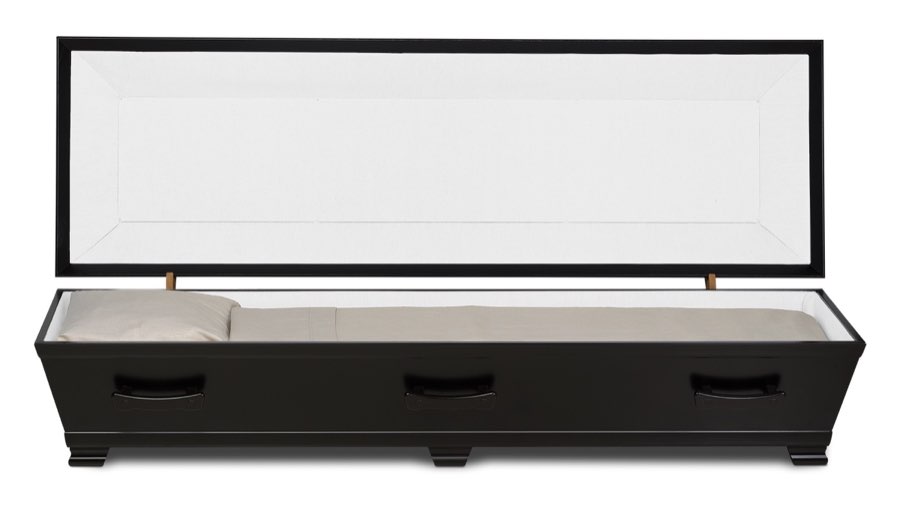 Kista Akvarell svart med trähandtag öppen