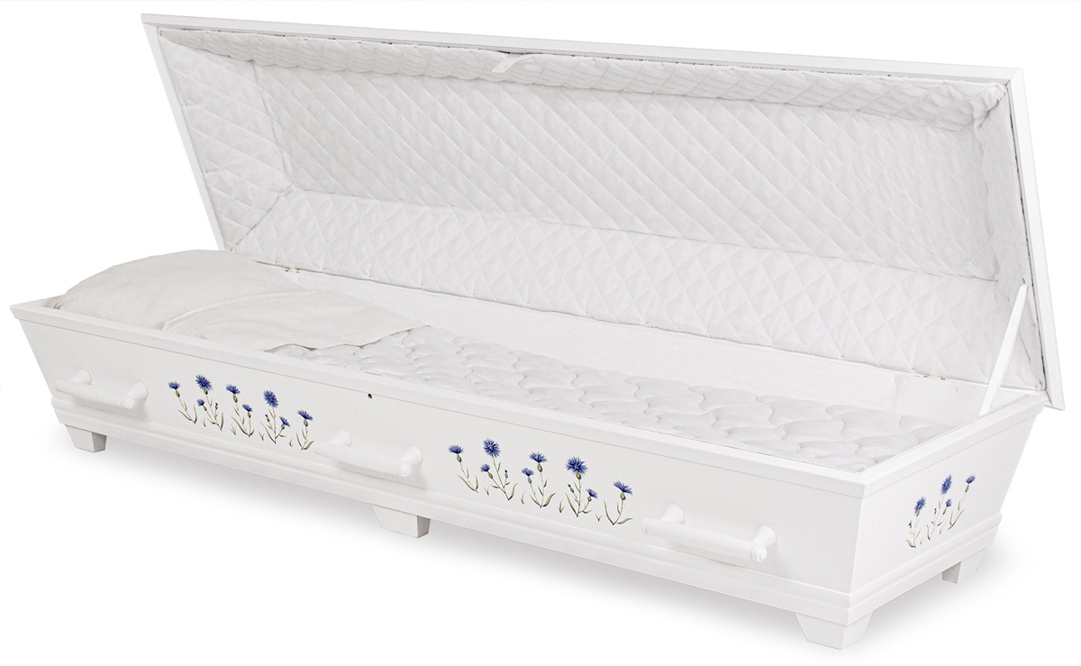 Kista Tradition vit med blåklintdekor öppen