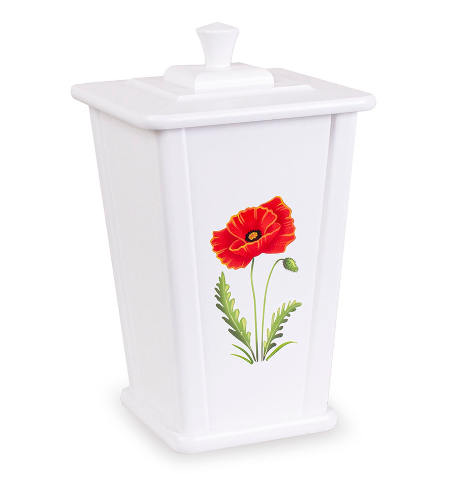 Urna Tradition vit med vallmodekor